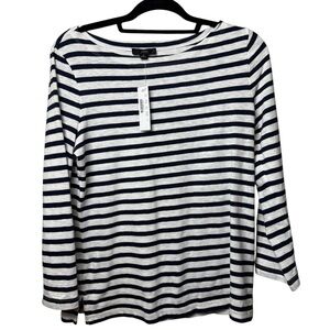 J Crew Women's Small NWT Boatneck Tee Shirt Striped Nautical 100% Cotton Coastal